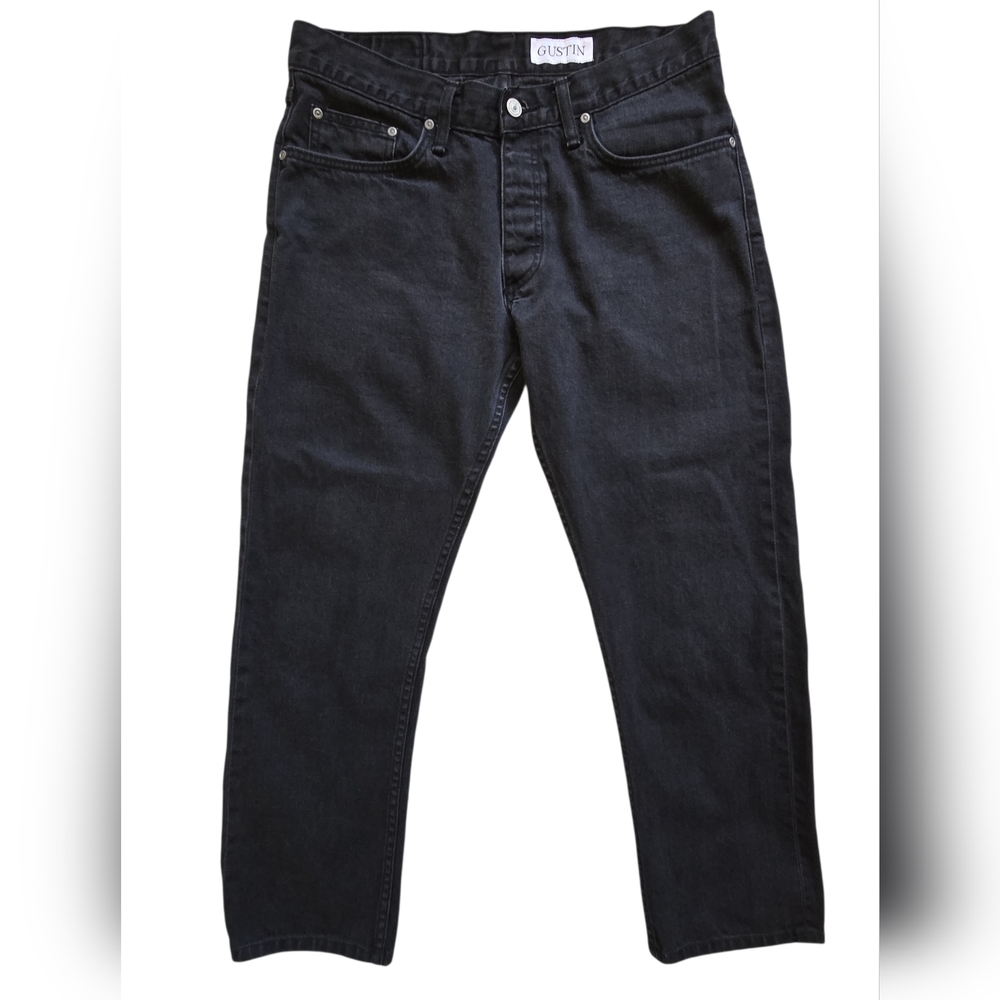 Gustin California Slim Raw Selvedge Button Fly Casual Denim Jeans Mens 34x27